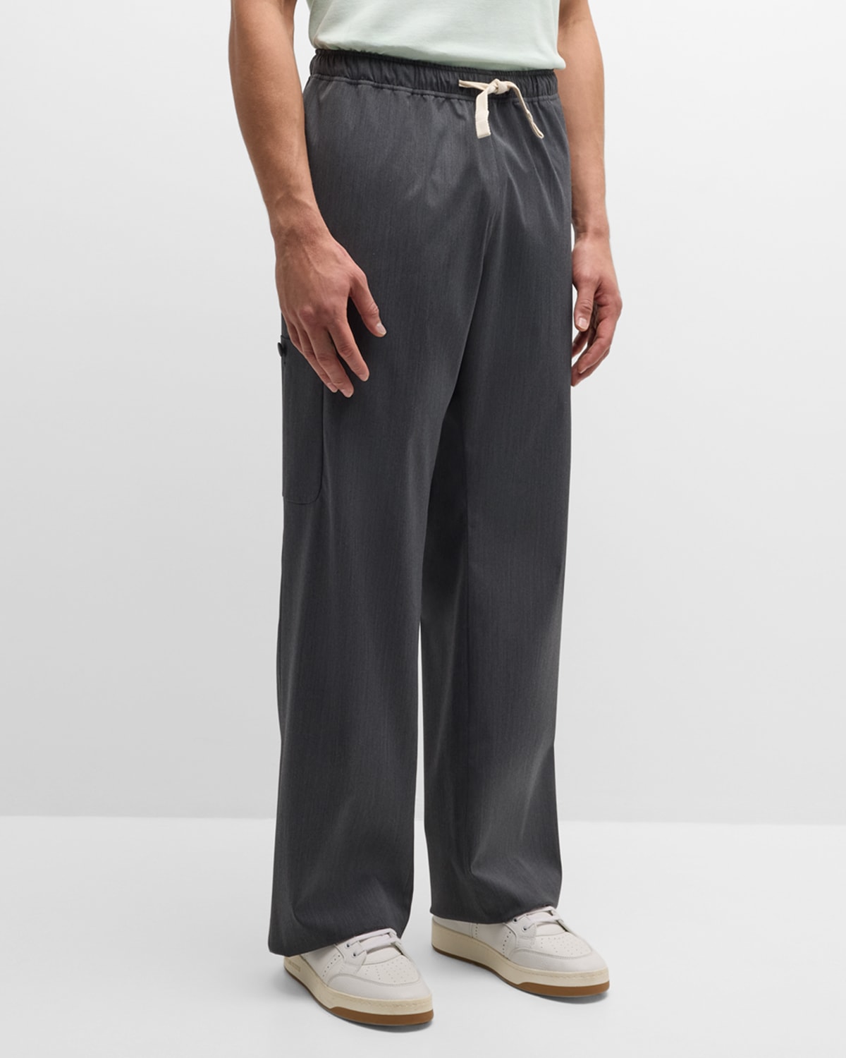 Shop Palm Angels Men's Monogram Suit Pants In Light Grey