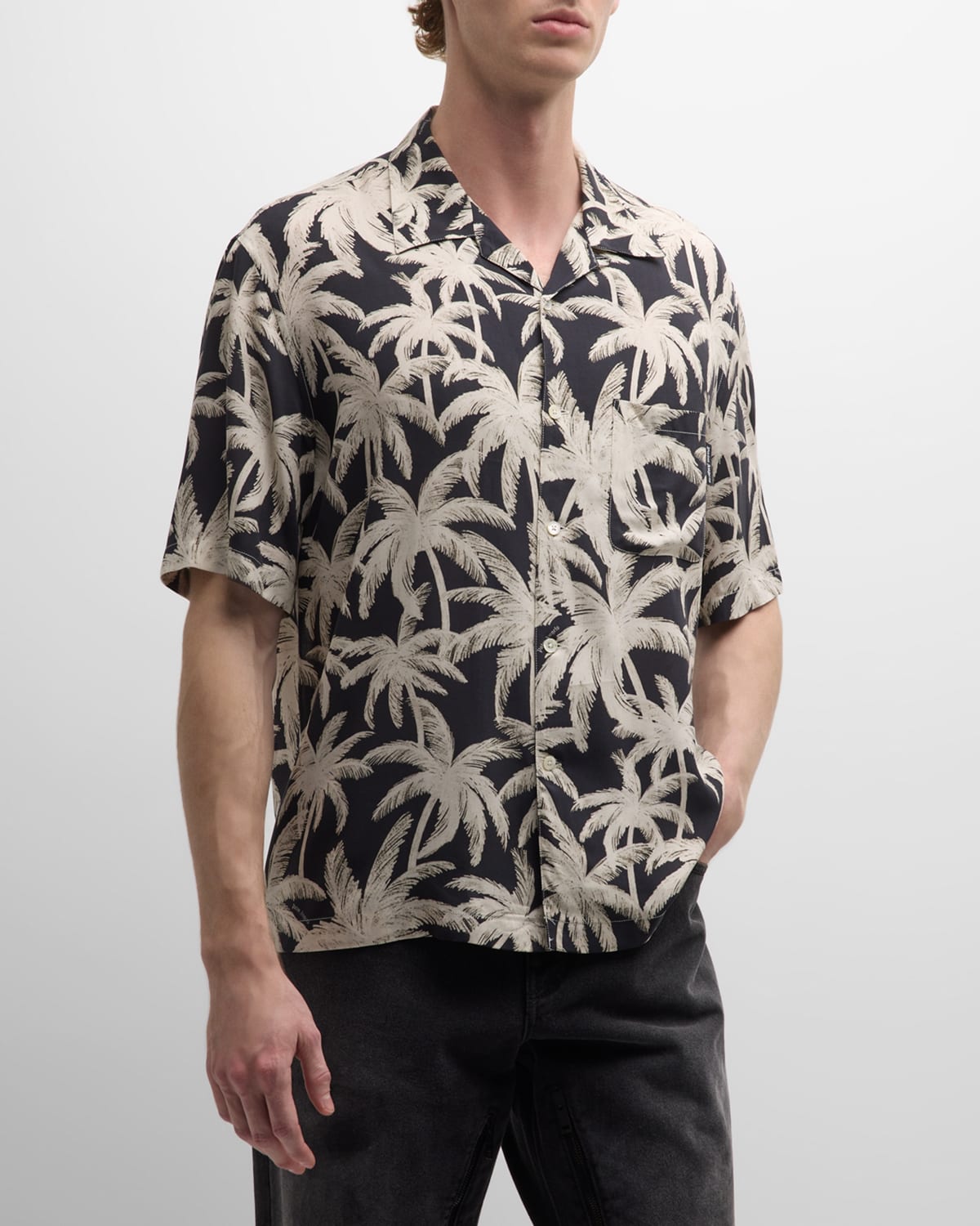 Men's Palm-Print Camp Shirt