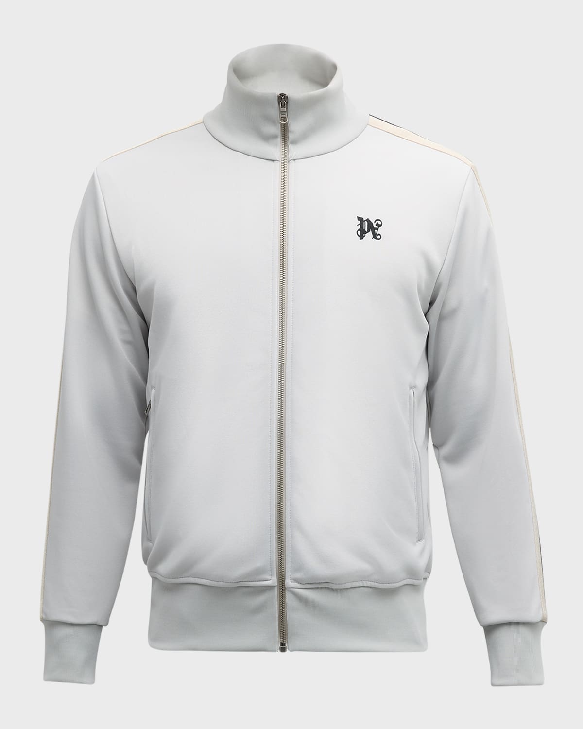 Shop Palm Angels Men's Monogram Track Jacket In Light Grey Black