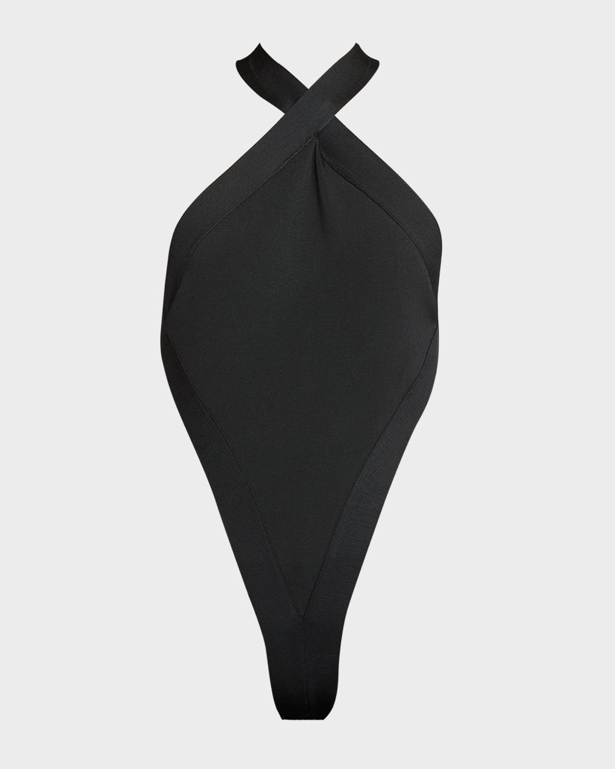 Saint Laurent Crossover Open-back Halter Bodysuit In Nero