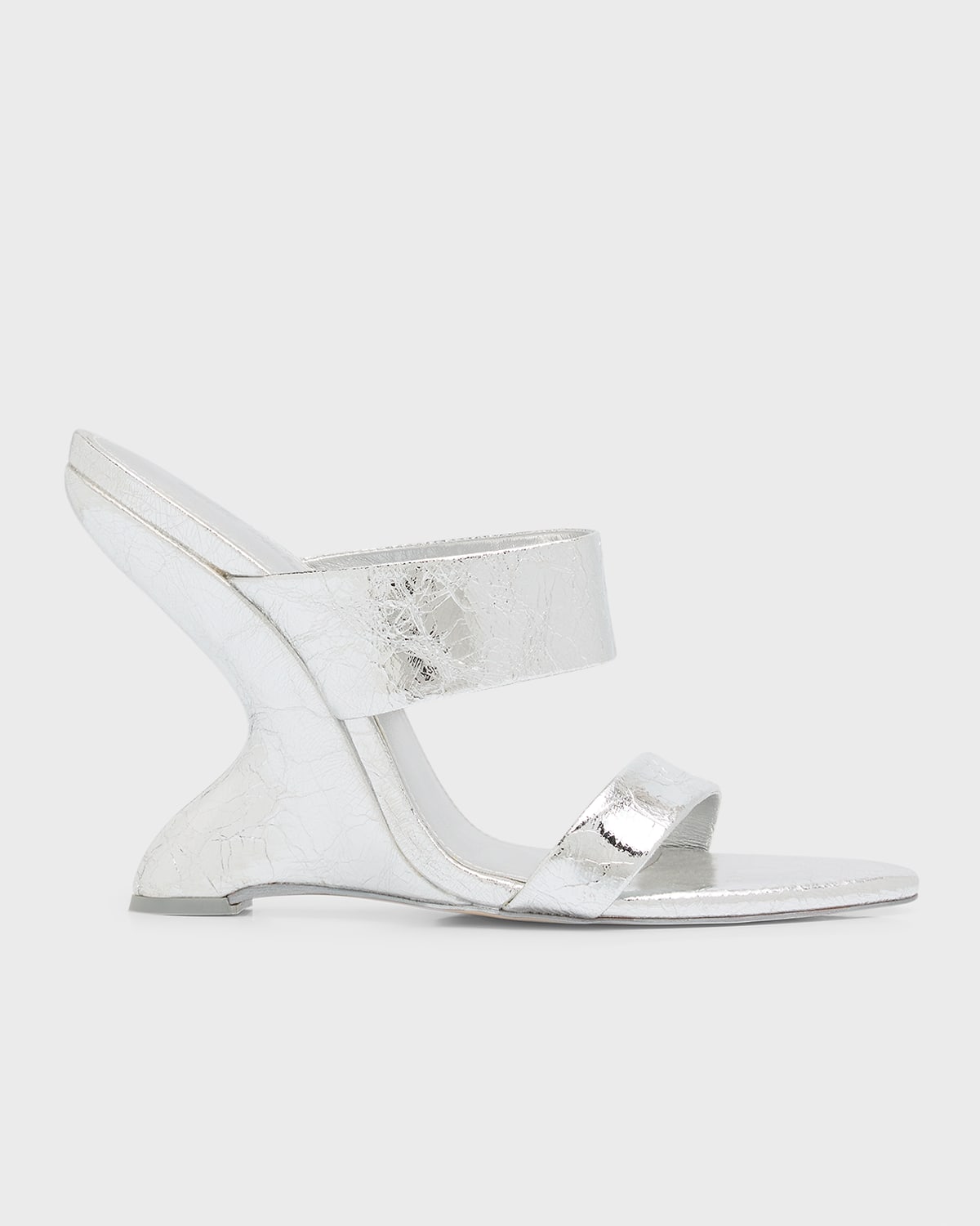 Cult Gaia Yara Metallic Wedge Slide Sandals In Silver