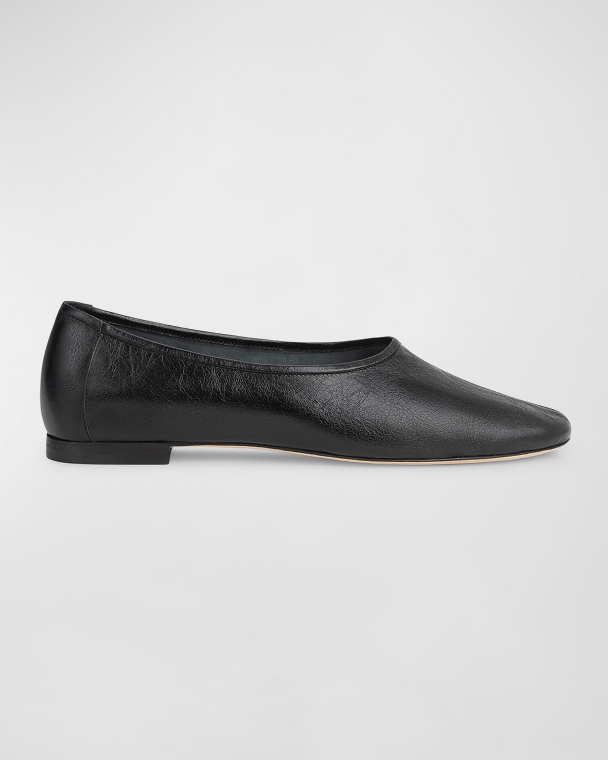 By Far Prudence Leather Ballerina Flats In Black