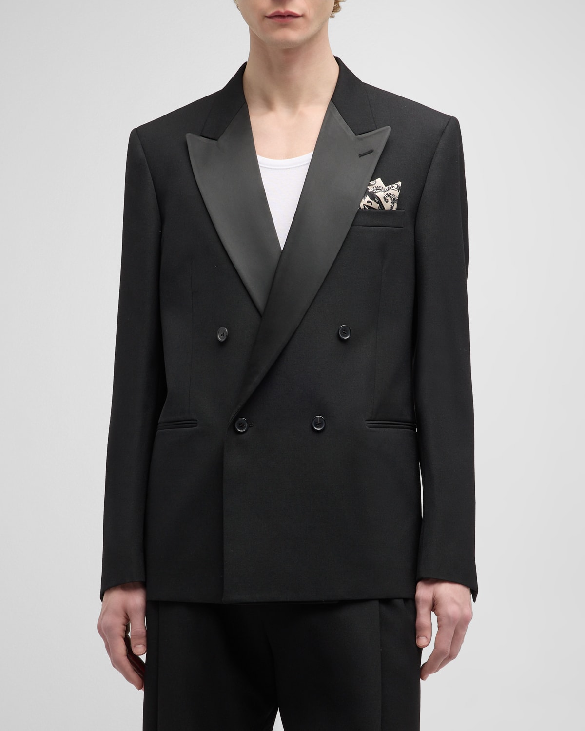 Shop Off-white Men's Double-breasted Tuxedo Jacket In Black