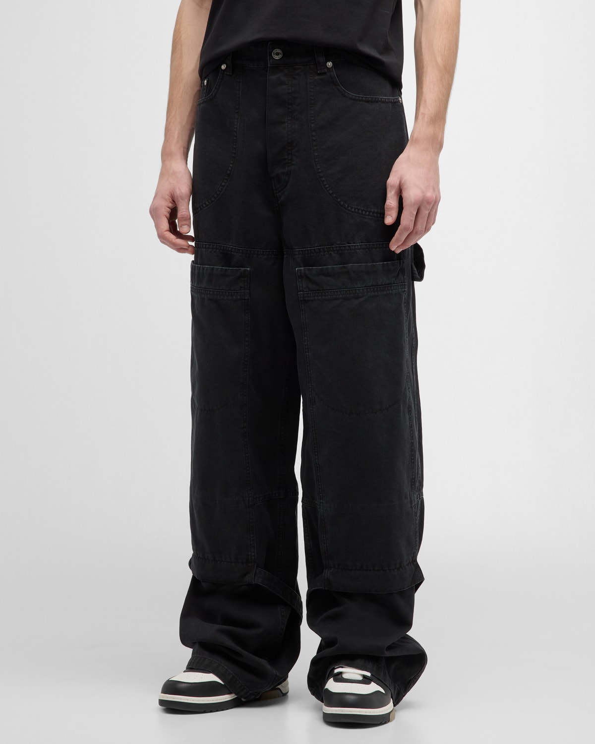 Off-white Men's Baggy Canvas Carpenter Pants In Black