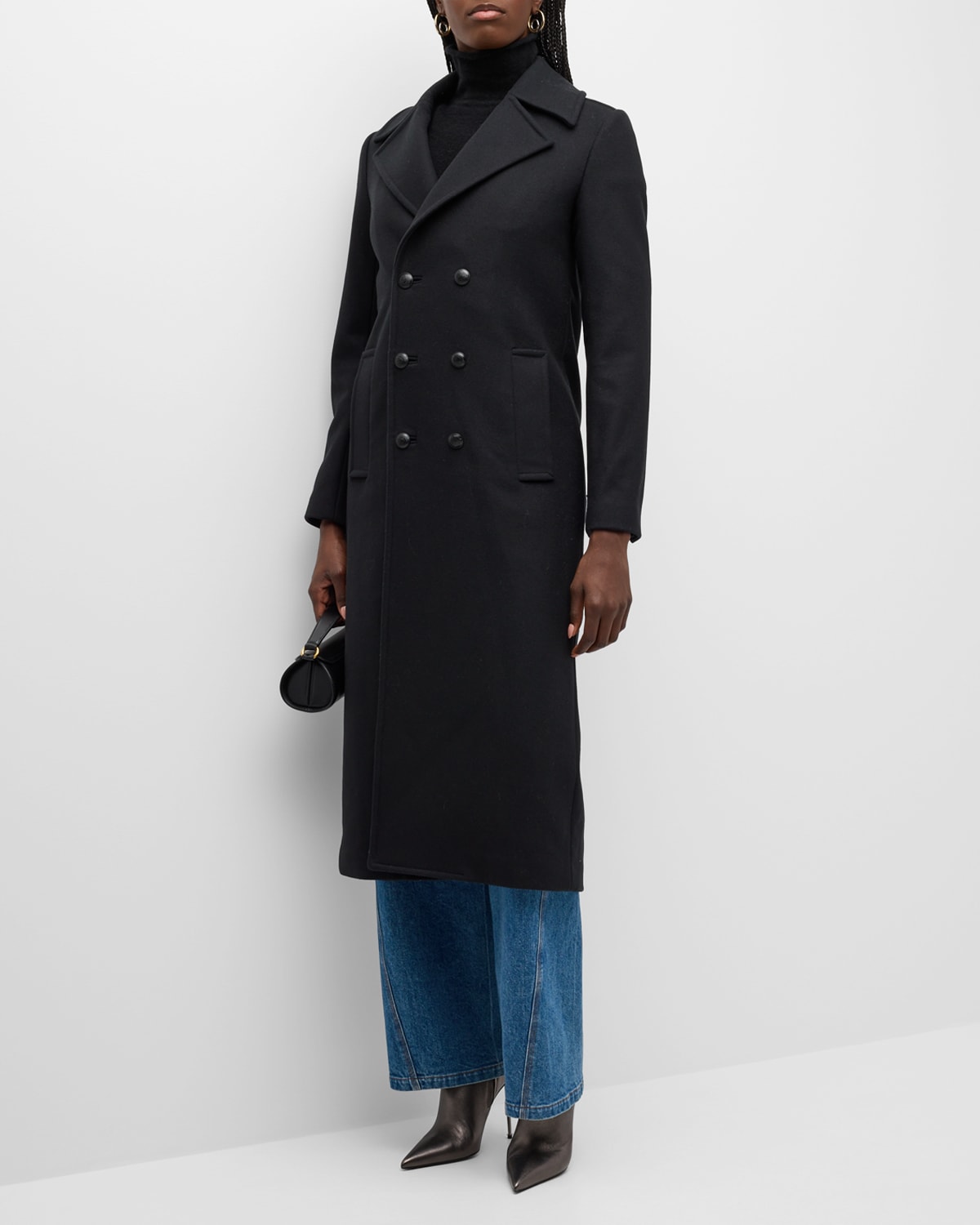 A.l.c Kensington Long Double-breasted Coat In Deep Navy