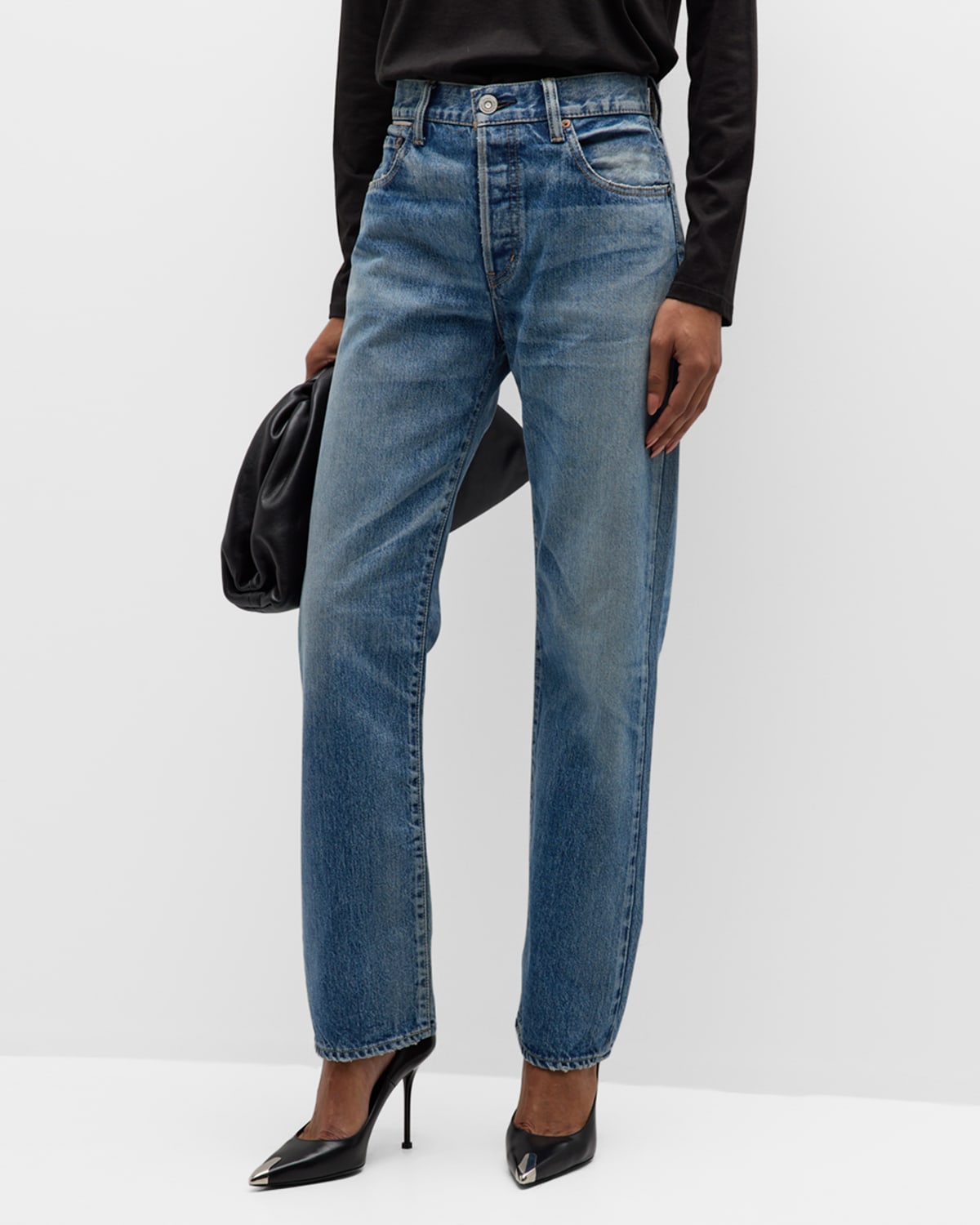 Moussy Vintage Graceland Straight Ankle Jeans In Ltblu