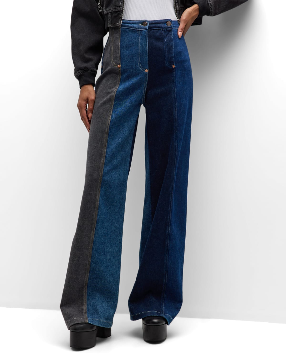Moschino Jeans Patchwork Bootcut Jeans In Fantasy Print Onl