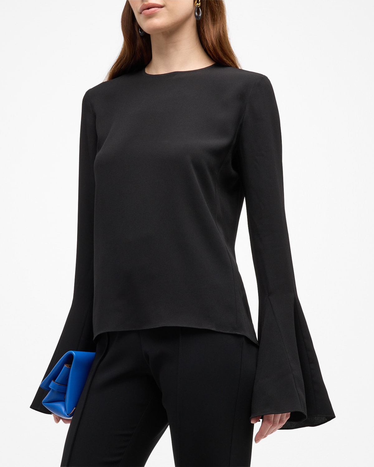Shop Frame Flared-sleeve Blouse In Black