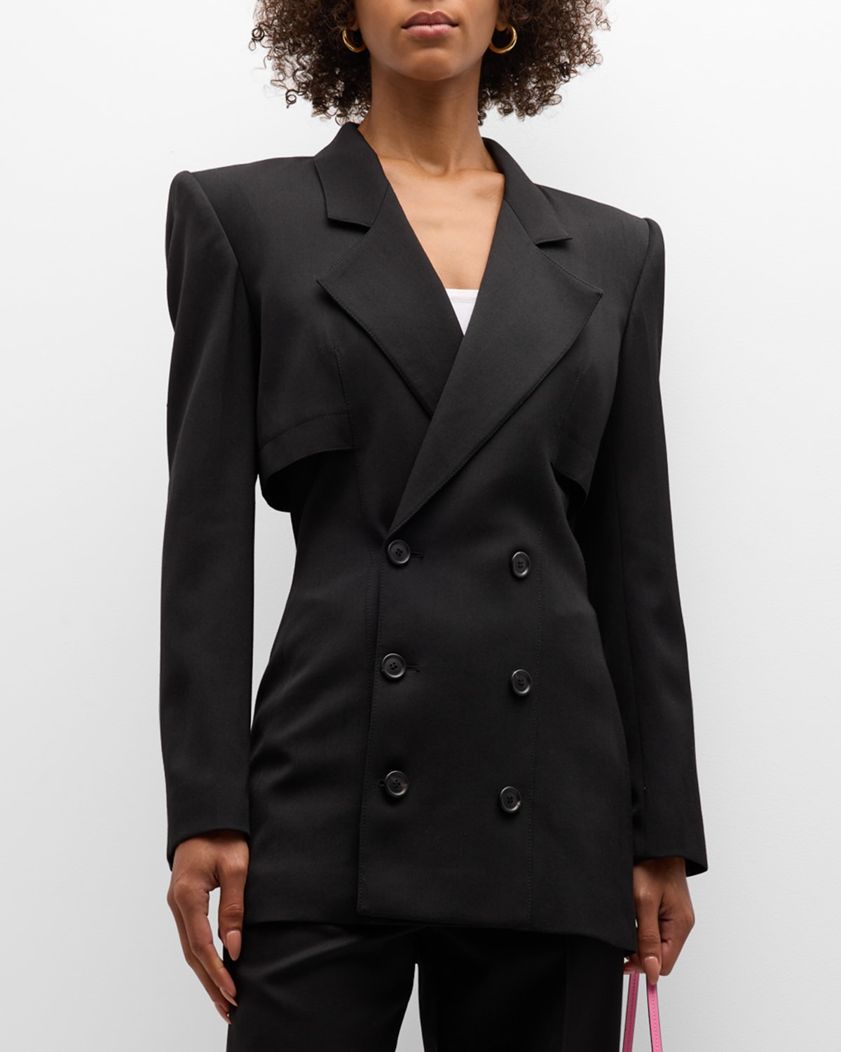 Shop Frame Double-breasted Storm Flap Blazer In Black