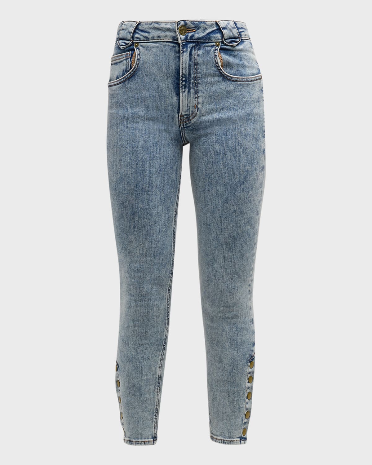 Frame The Snapped Denim Leggings In Esther