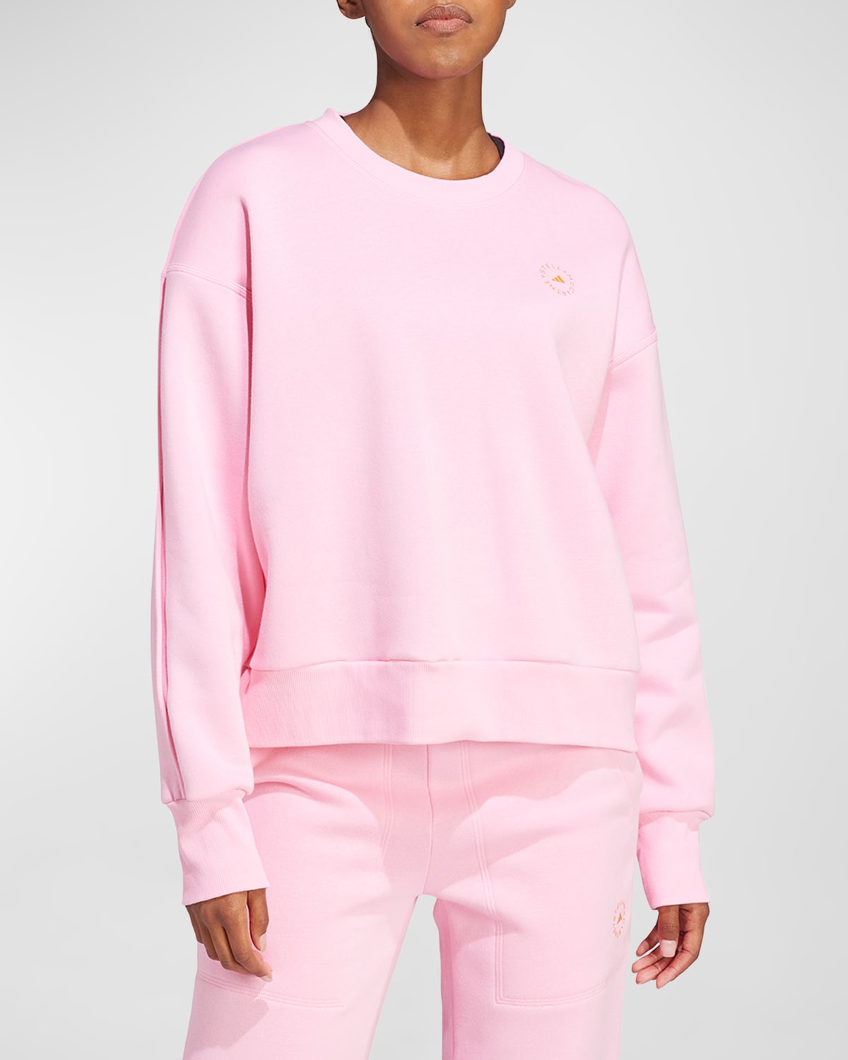 Adidas By Stella Mccartney Logo-print Crew-neck Sweatshirt In Sepigl