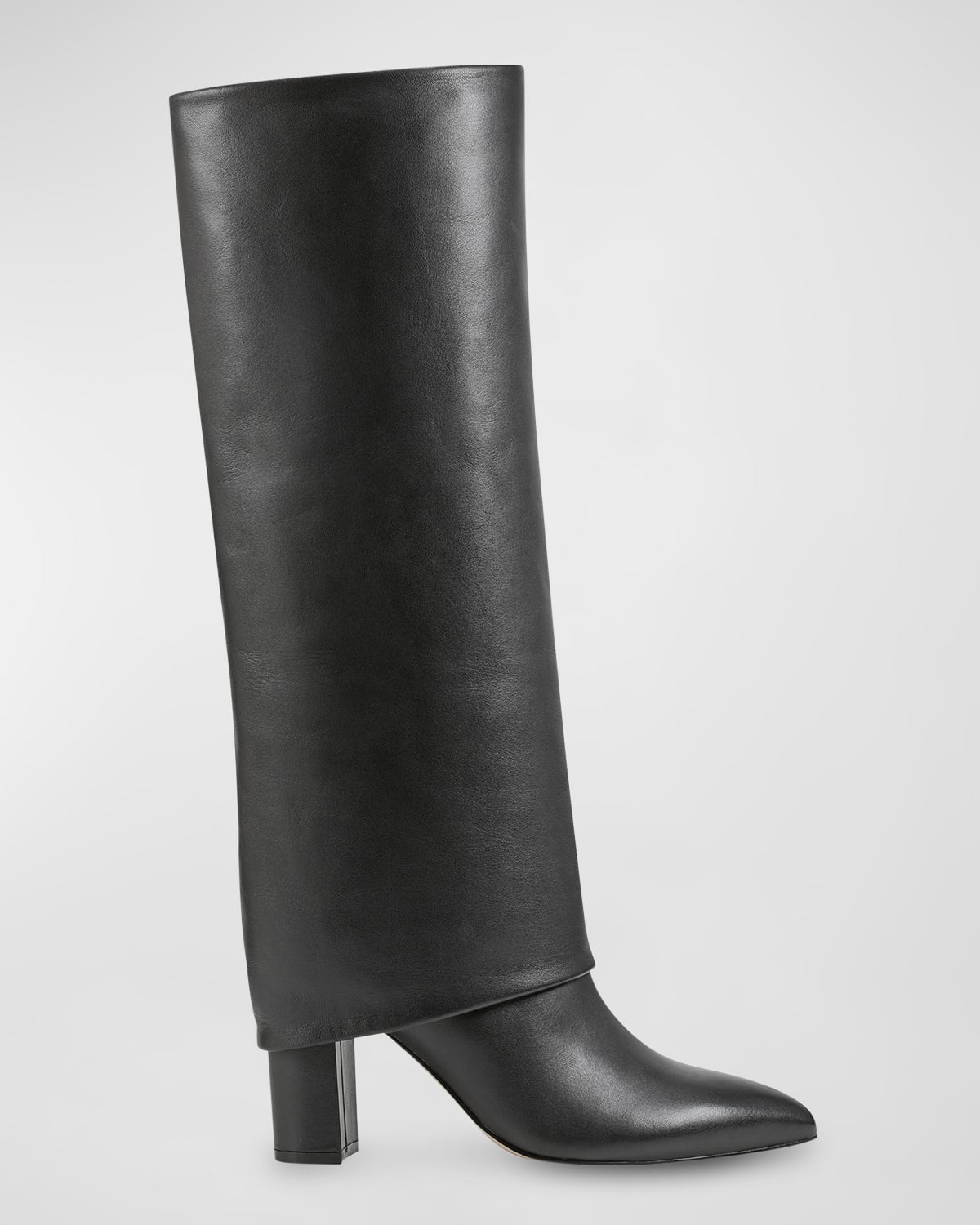 MARC FISHER LTD LEINA LEATHER FOLDOVER-COLLAR KNEE BOOTS