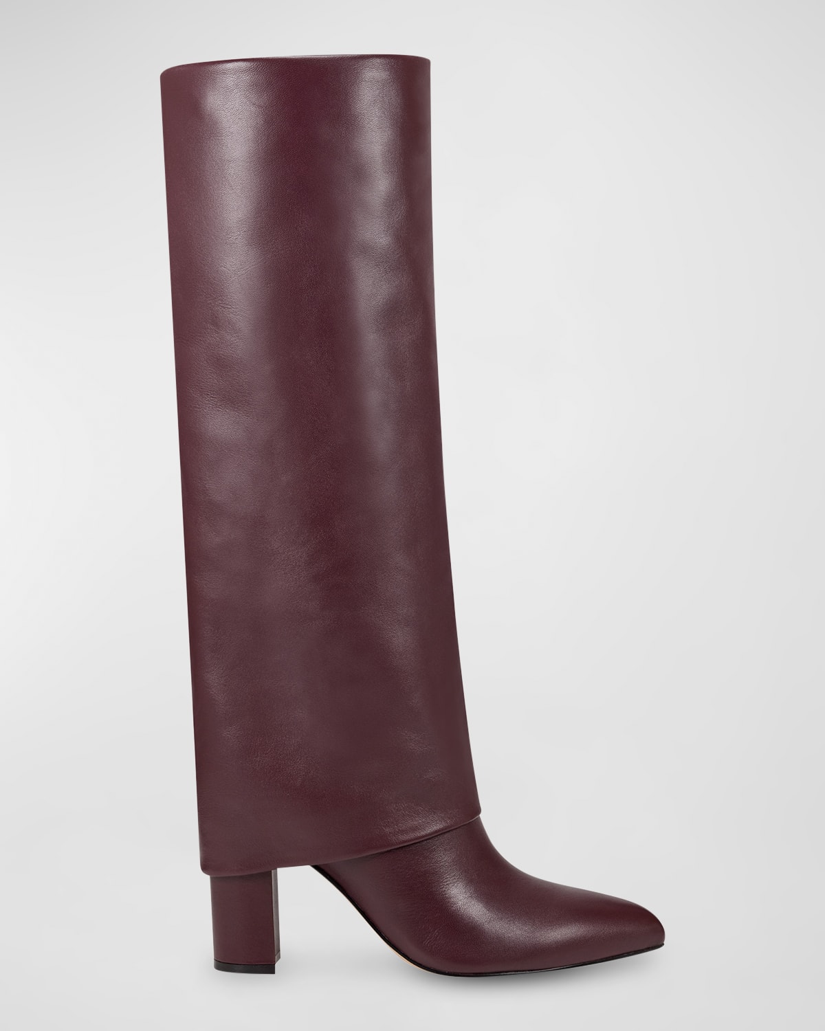 MARC FISHER LTD LEINA LEATHER FOLDOVER-COLLAR KNEE BOOTS