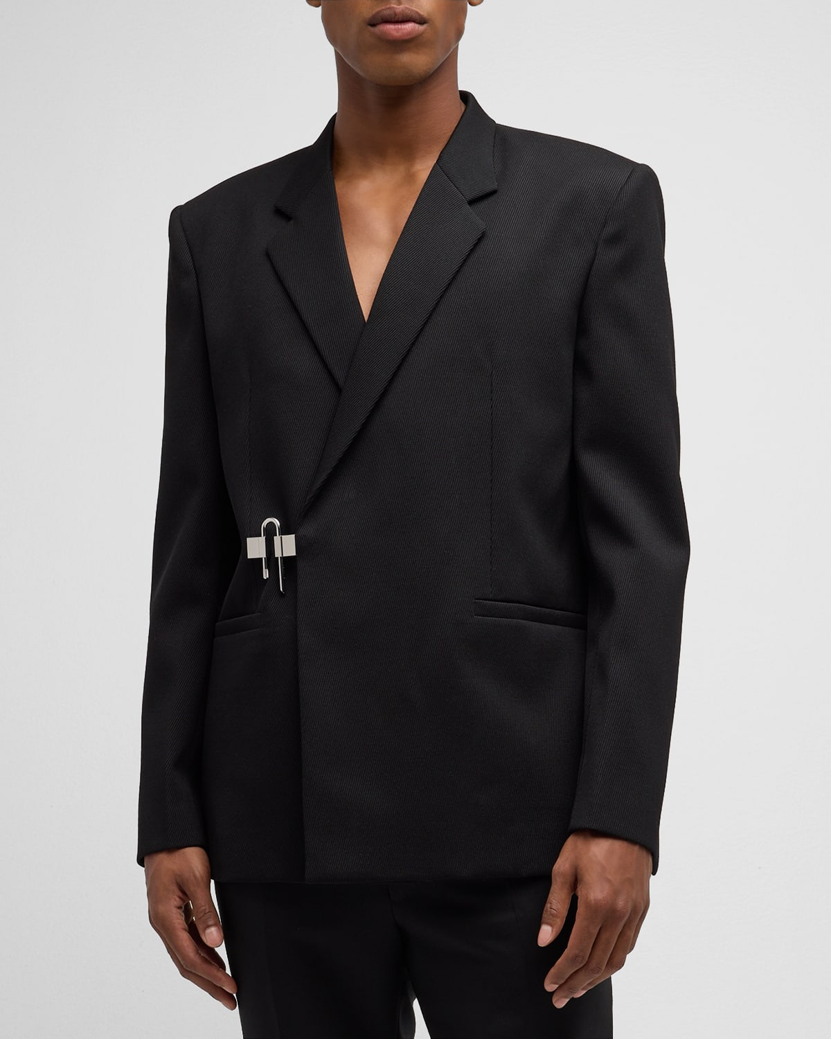 Shop Givenchy Men's U-lock Sport Coat In Black/silvery