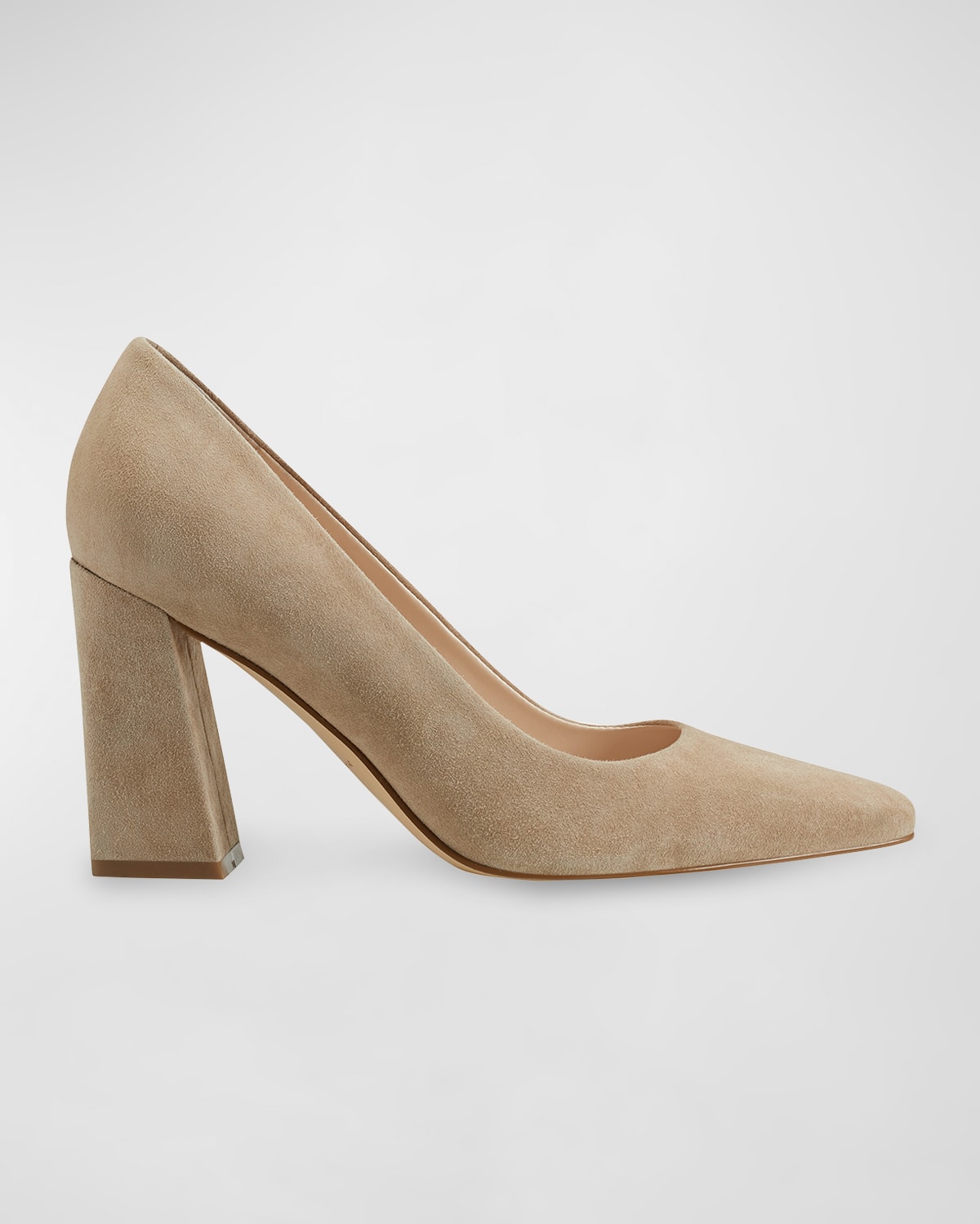 Marc Fisher Ltd Yalina Suede Block-heel Pumps In Light Natural