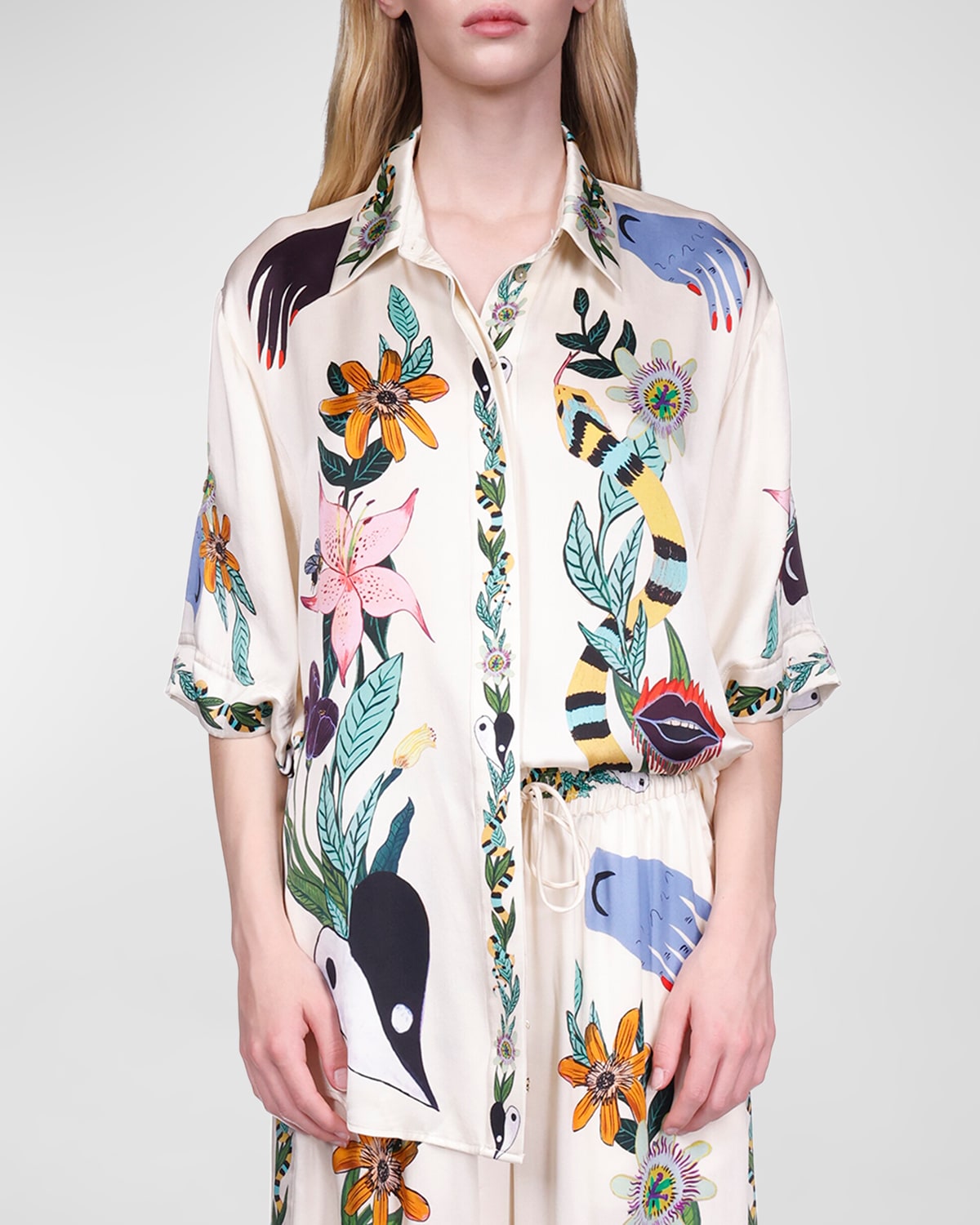 ALEMAIS Jedda graphic-print shirt - White