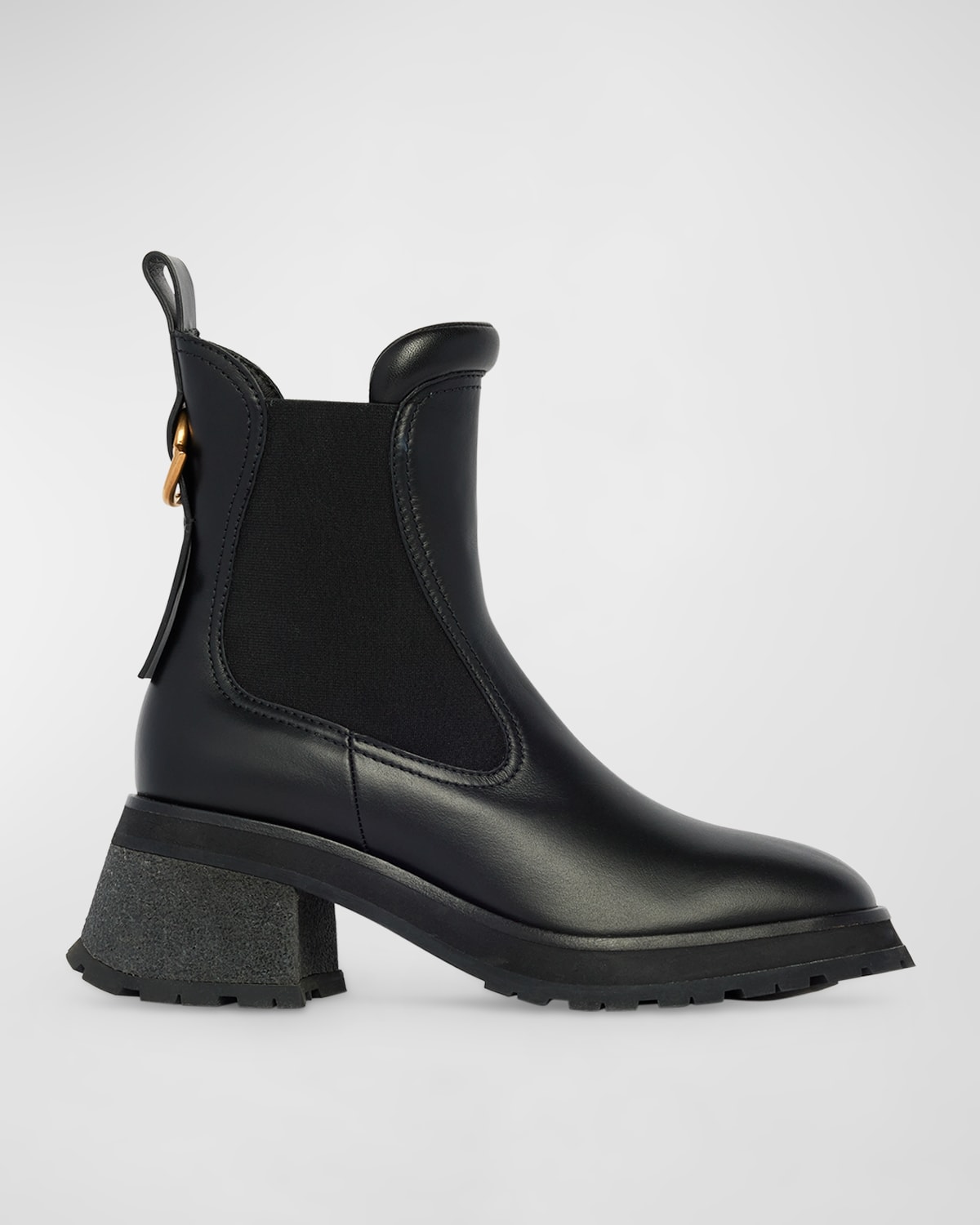 Shop Moncler Gigi Leather Chelsea Ankle Boots In Black
