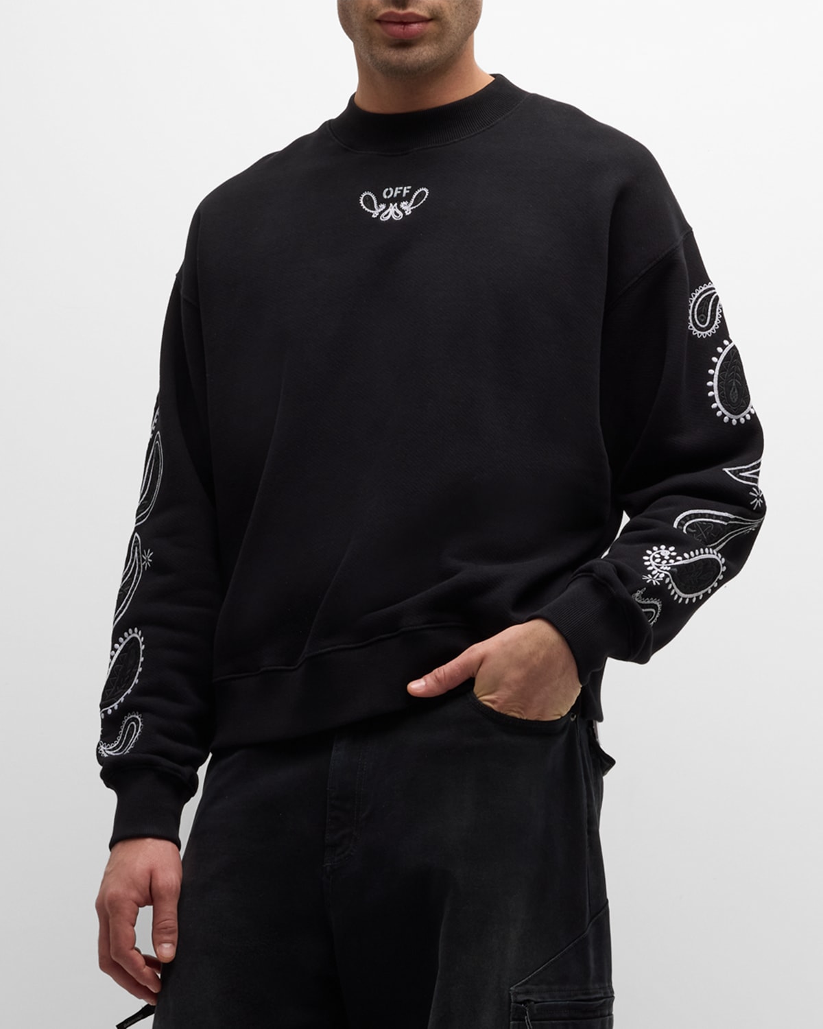 Shop Off-white Men's Bandana Arrow Skate Sweatshirt In Black White