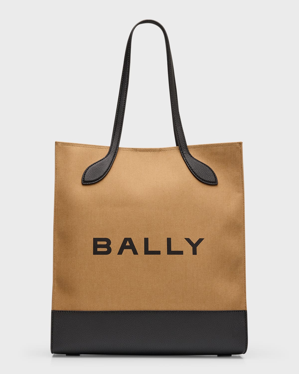 Shop Bally Men's Bar Keep On Fabric And Leather Tote Bag In Sand Black Oro