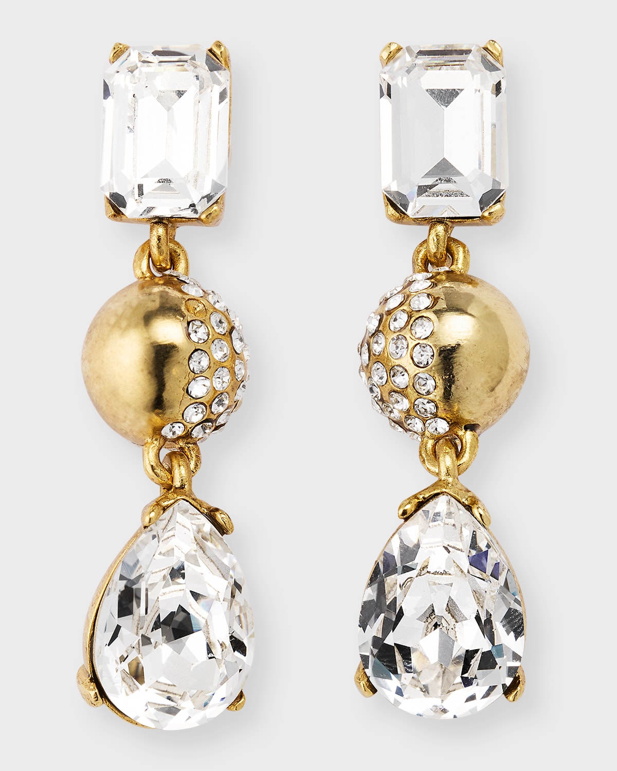 Oscar De La Renta Half Pave Chadelier Earrings In Crystal