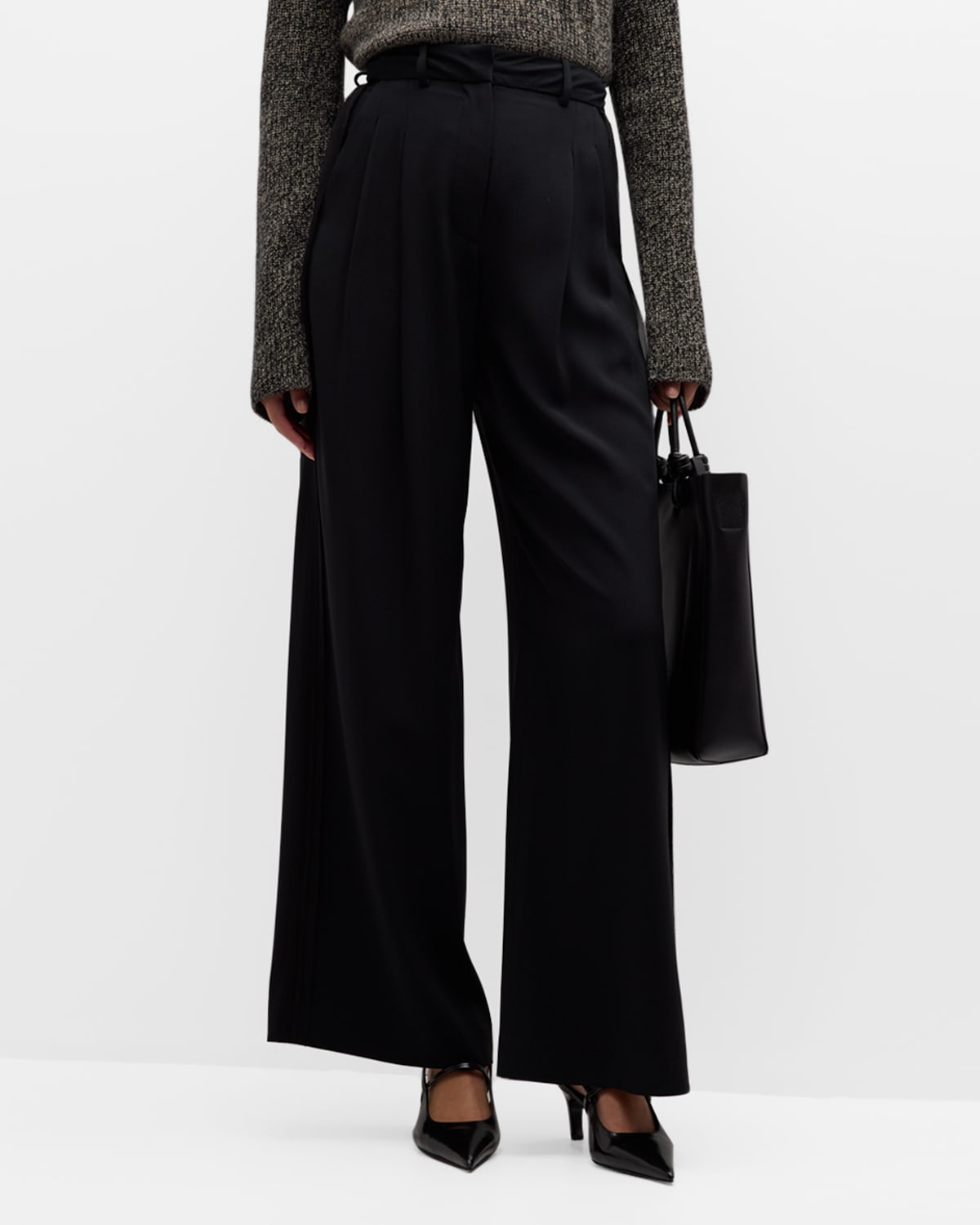 La Ligne Selby Mid-rise Pleated Trousers In Black