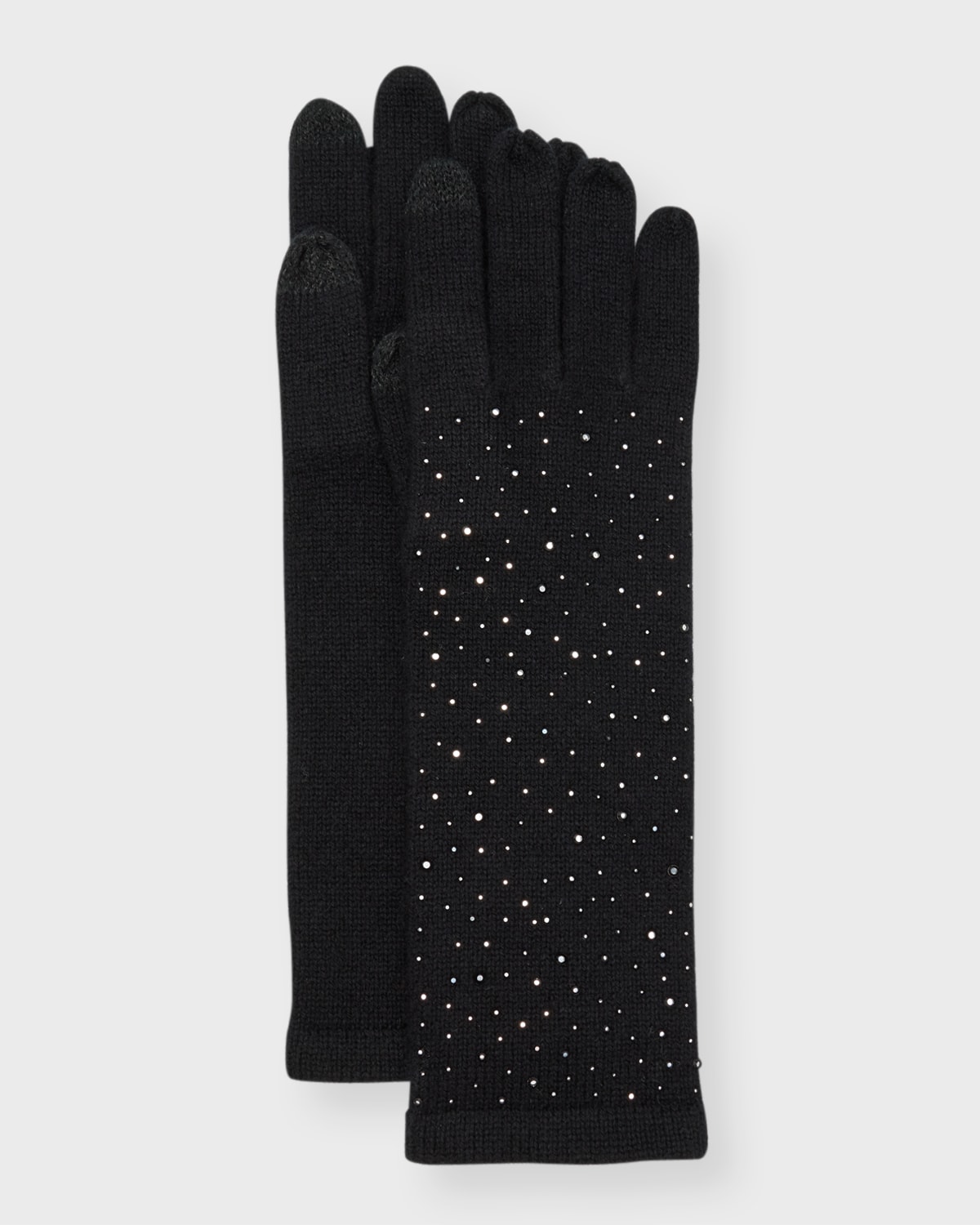 Sofia Cashmere Cashmere Heatset Mid-length Gloves In Black