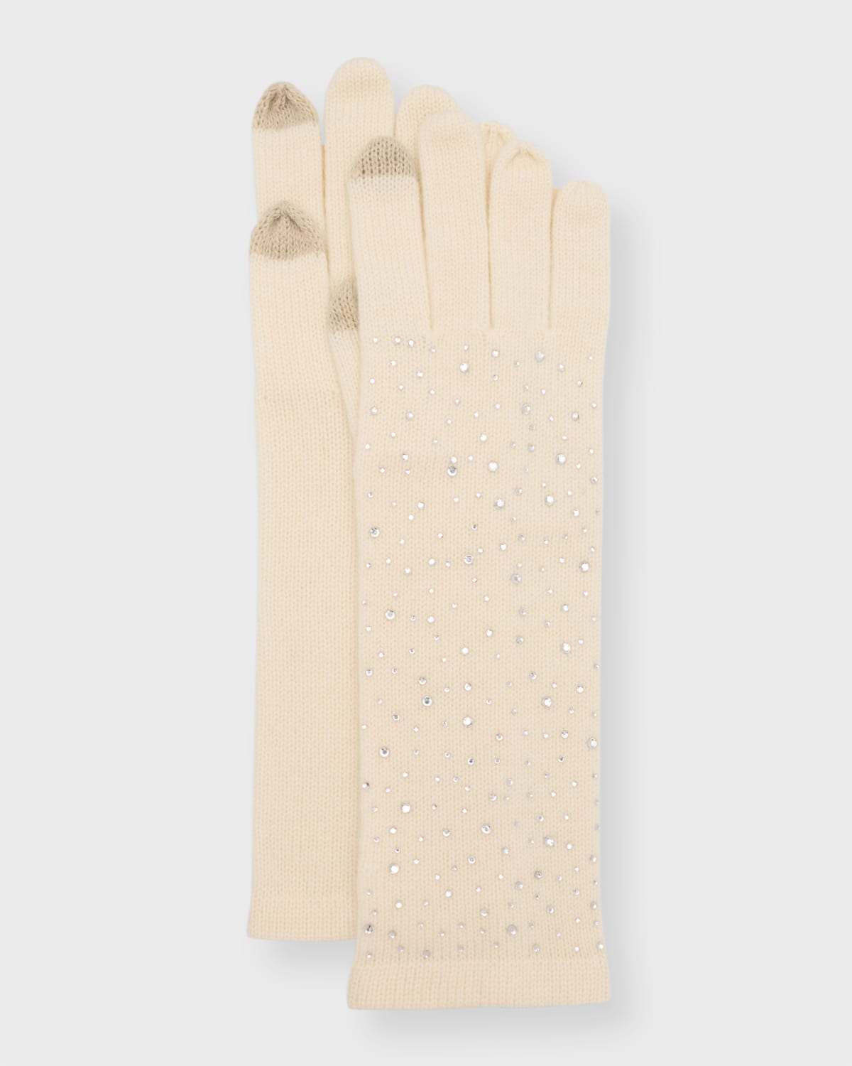 Sofia Cashmere Cashmere Heatset Mid-length Gloves In Ivory