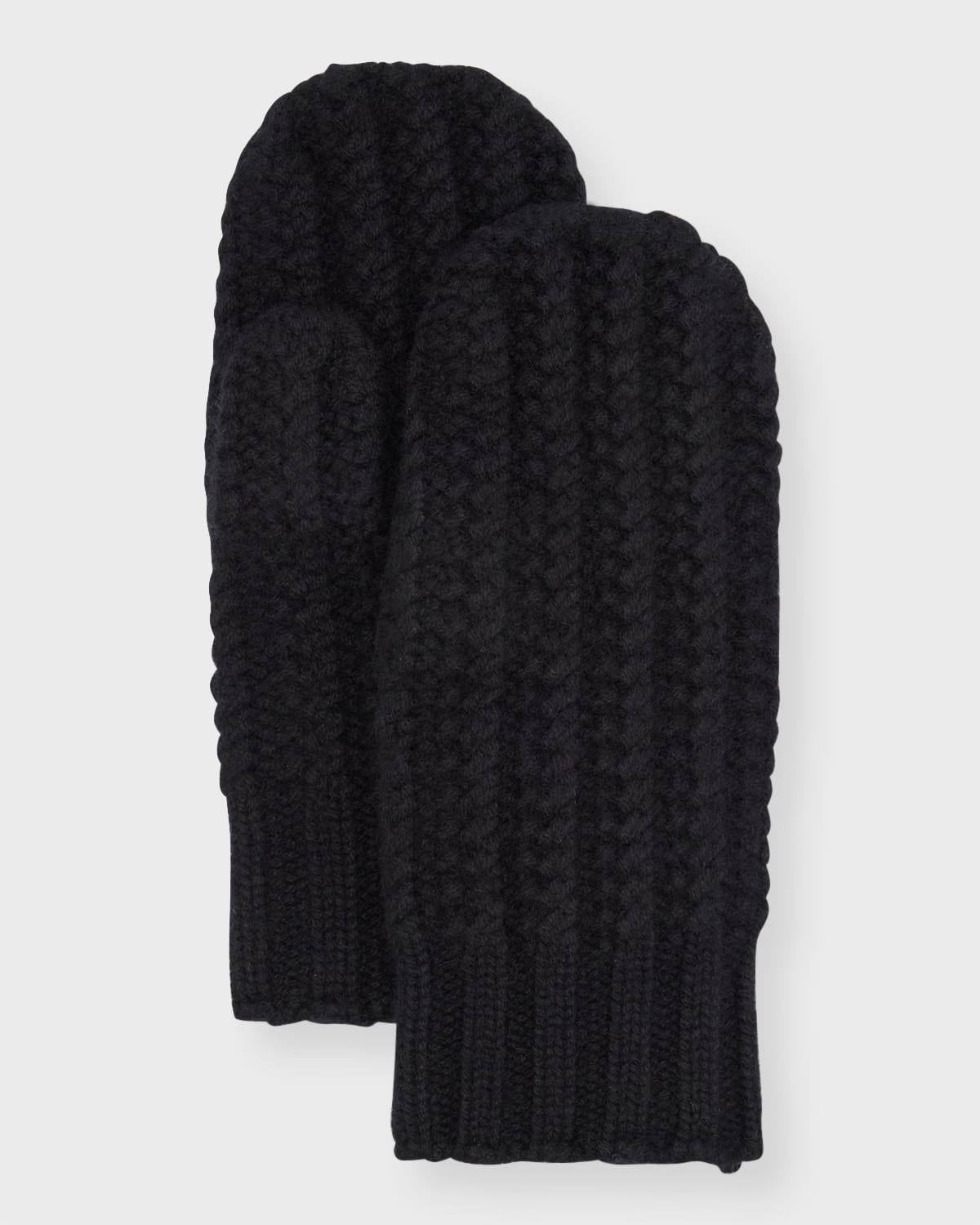 Sofia Cashmere Chunky Textured Cashmere Mittens In Black