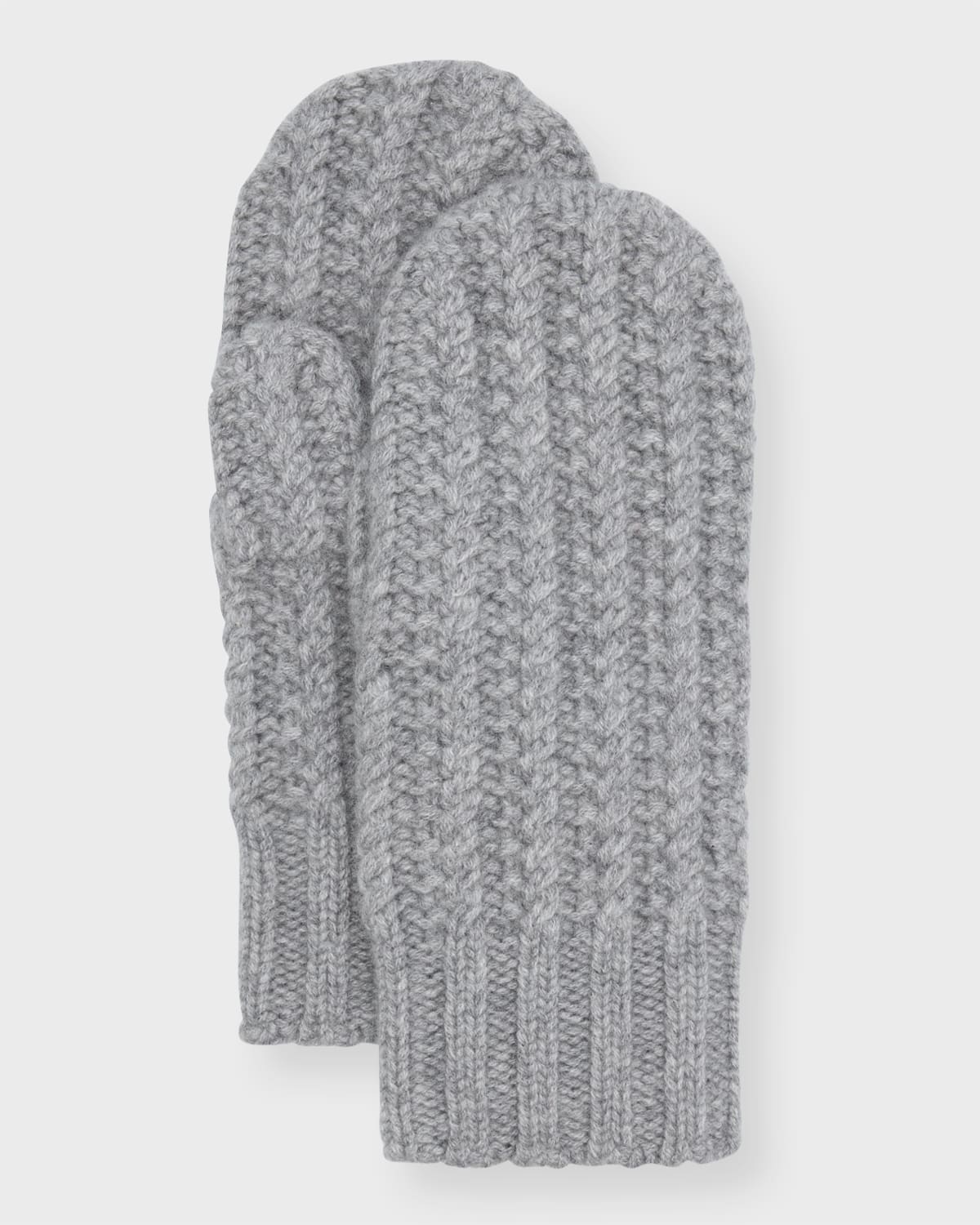 Sofia Cashmere Chunky Textured Cashmere Mittens In Grey
