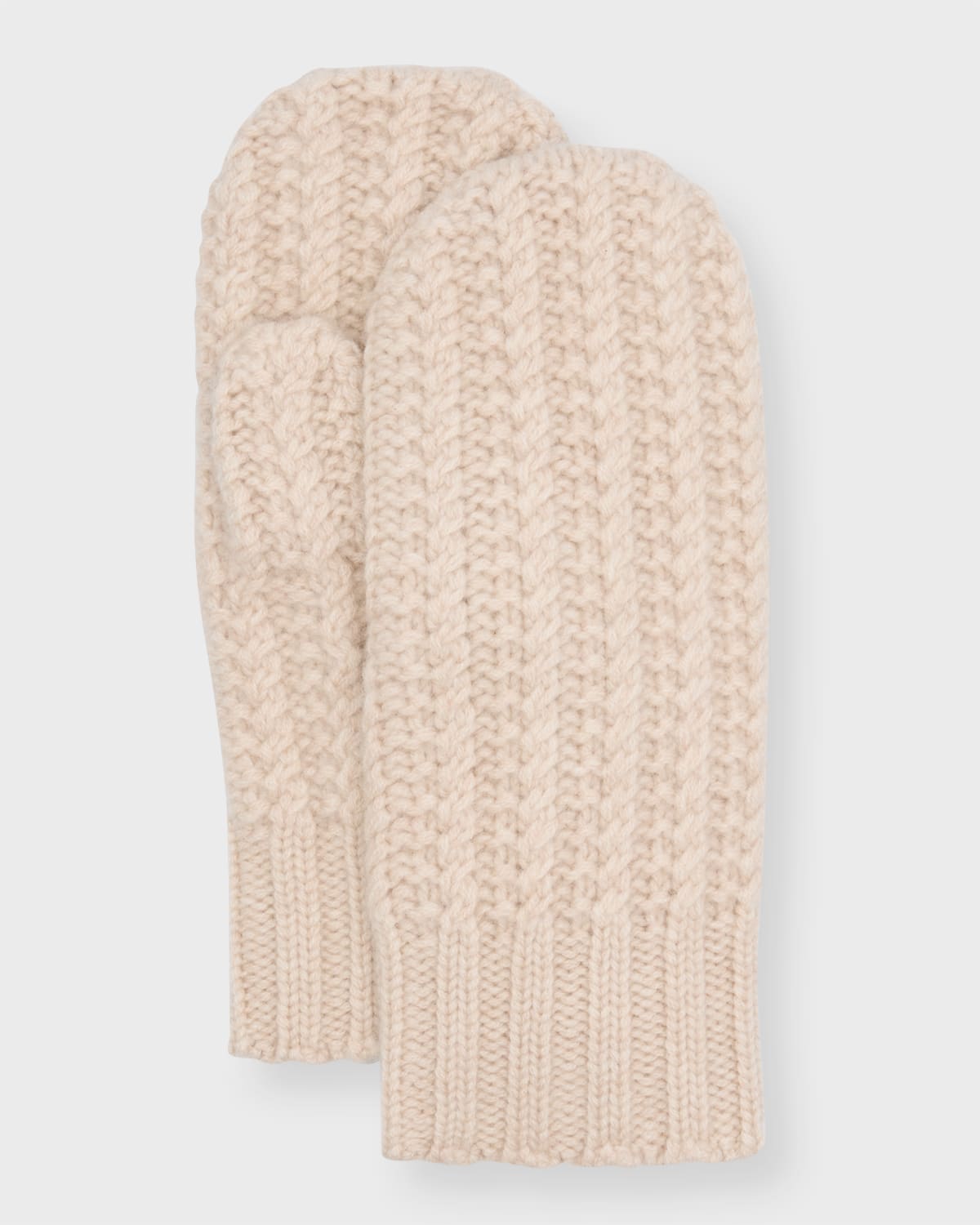 Sofia Cashmere Chunky Textured Cashmere Mittens In Oatmeal