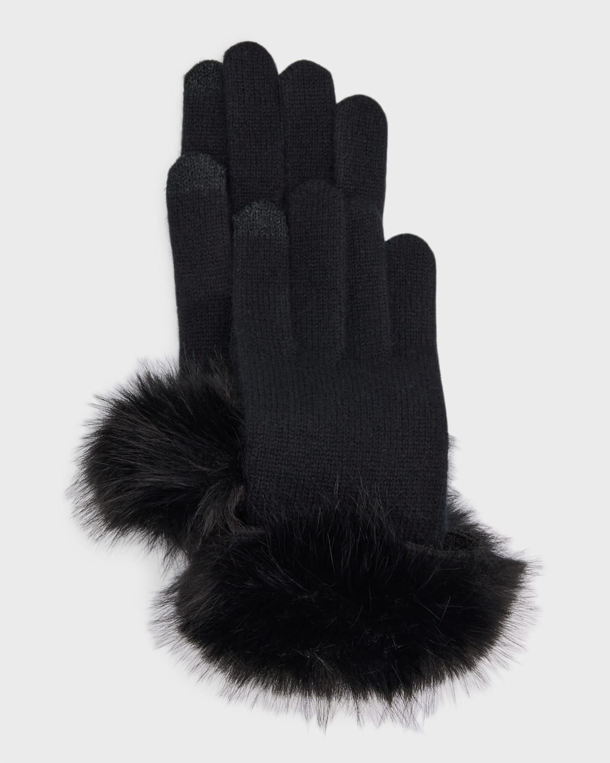Sofia Cashmere Touchscreen Cashmere & Faux Fur Gloves In Oatmeal