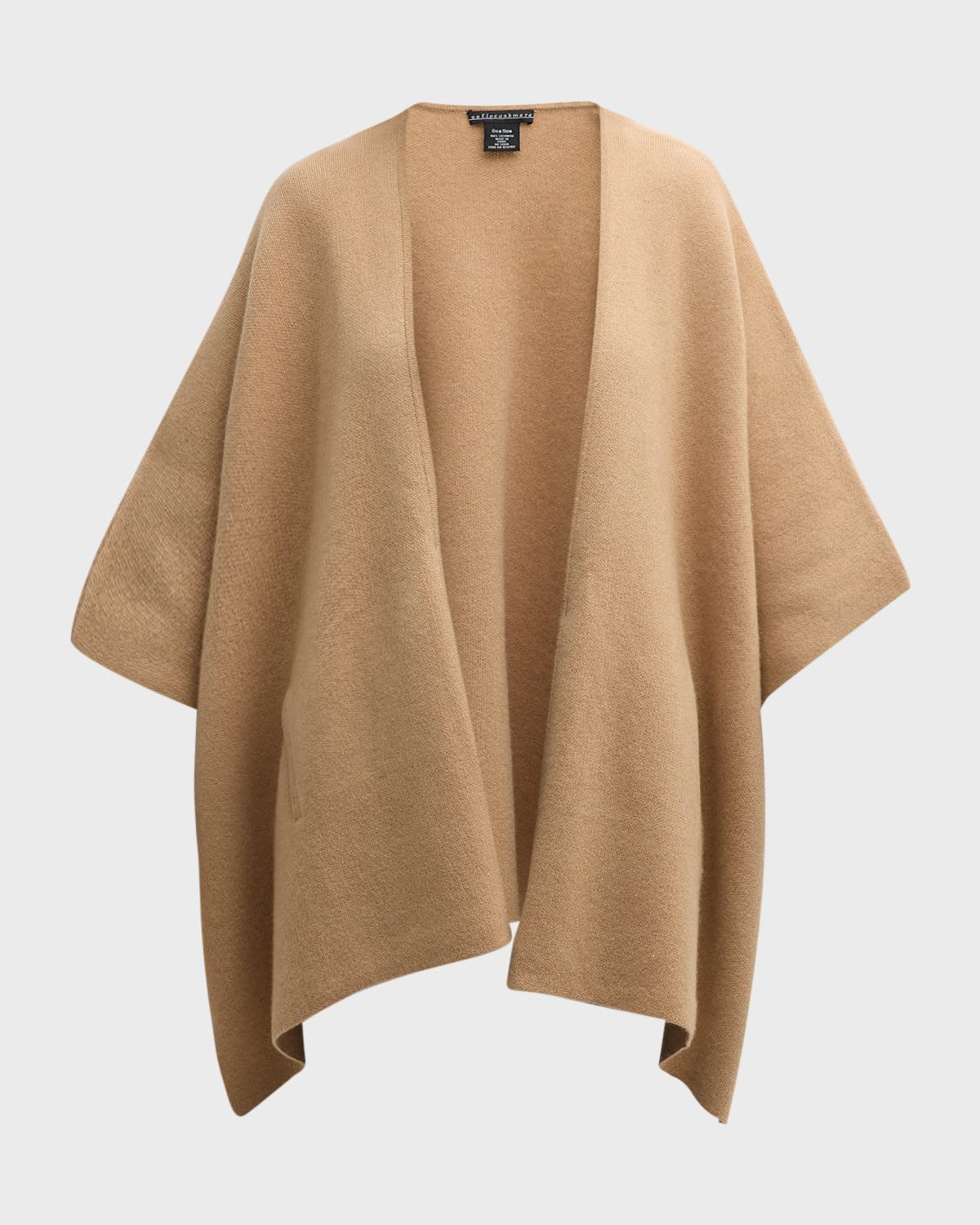 Sofia Cashmere Cashmere Double Knit Cape In Camel