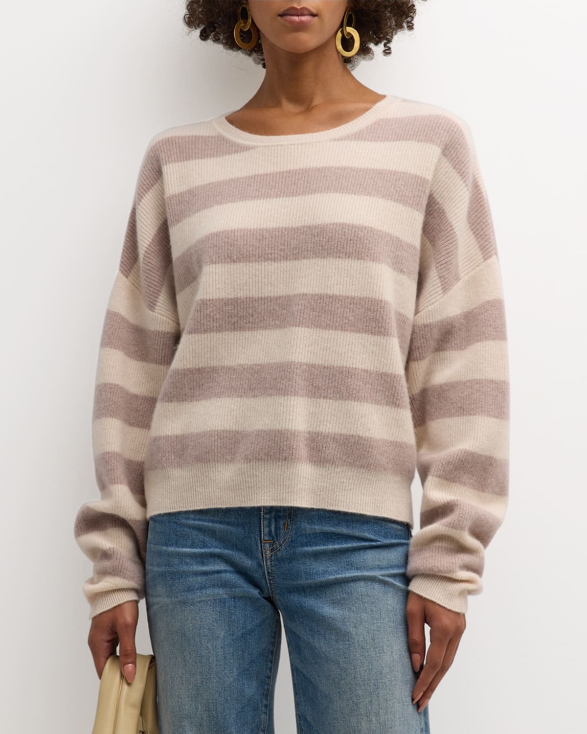 Shop Xirena Coco Striped Cashmere Sweater In Vanilla Mauve