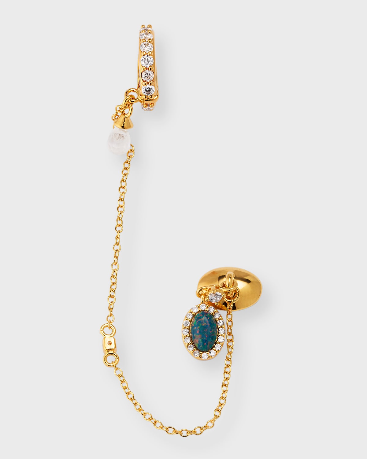 Shop Zimmermann Austral Draped Huggie Earring, Single In Gold/green