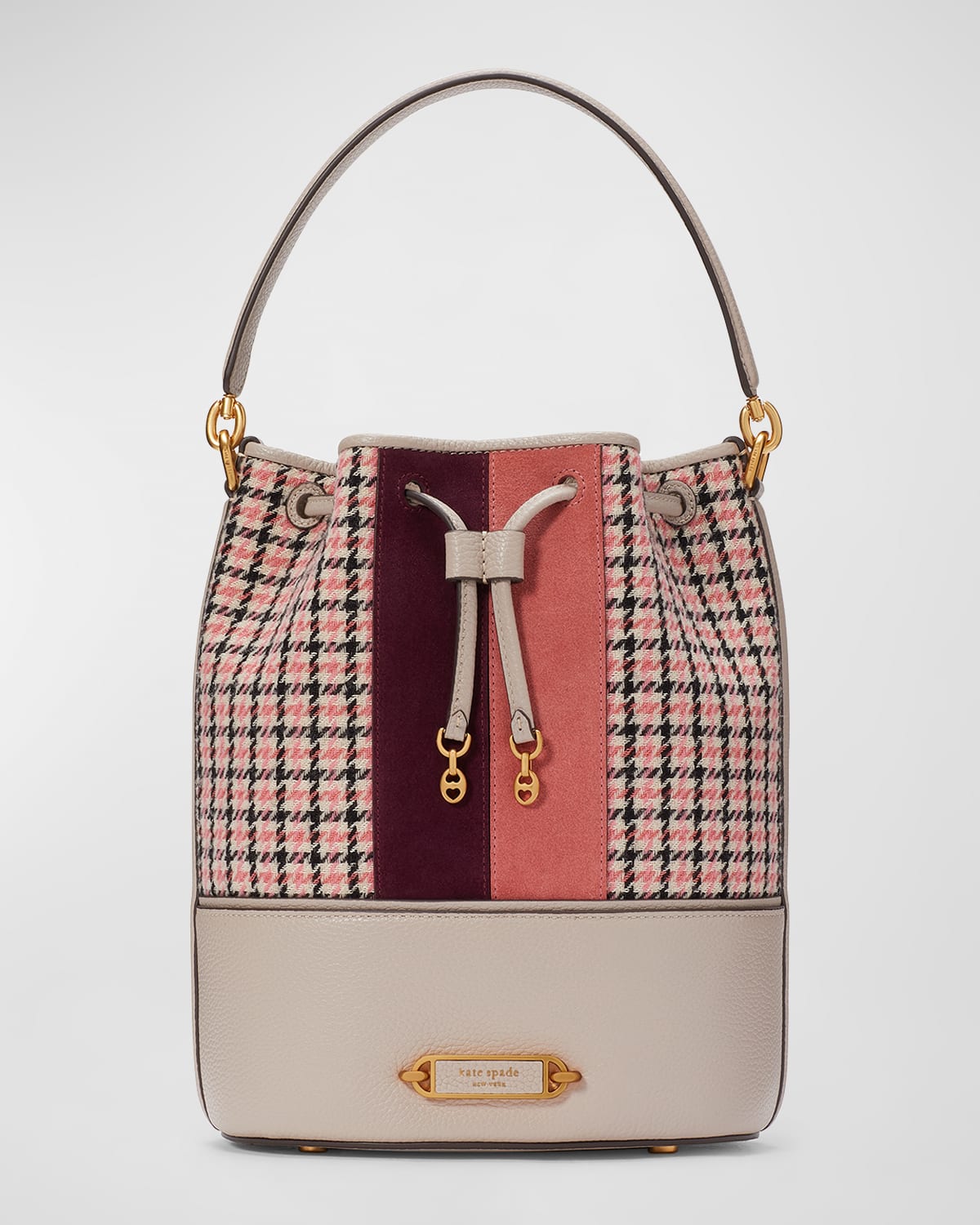 Kate Spade New York Knott Gingham Medium Saddle Bag, Luxury, Bags