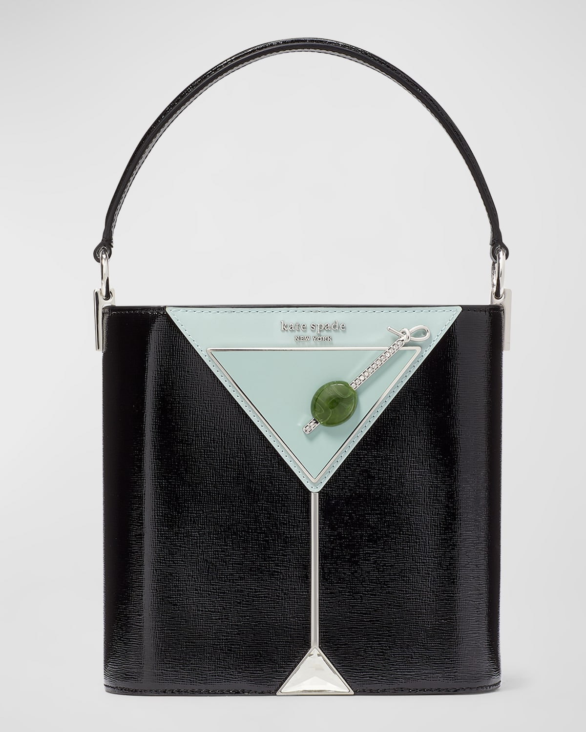 Kate Spade Shaken Not Stirred Martini Embellished Top Handle Bag In Black Multi