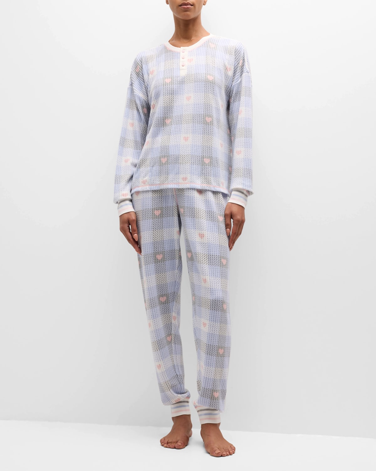 Ski Jammie Floral-Print Thermal Pajama Set