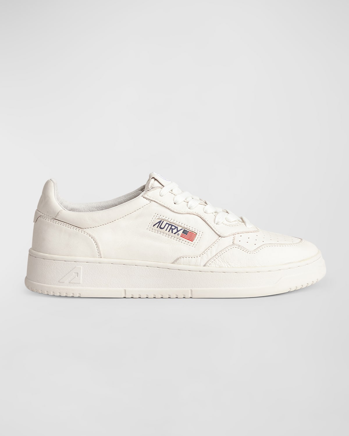 Shop Autry Men's Medalist Leather Low-top Sneakers In Goat White