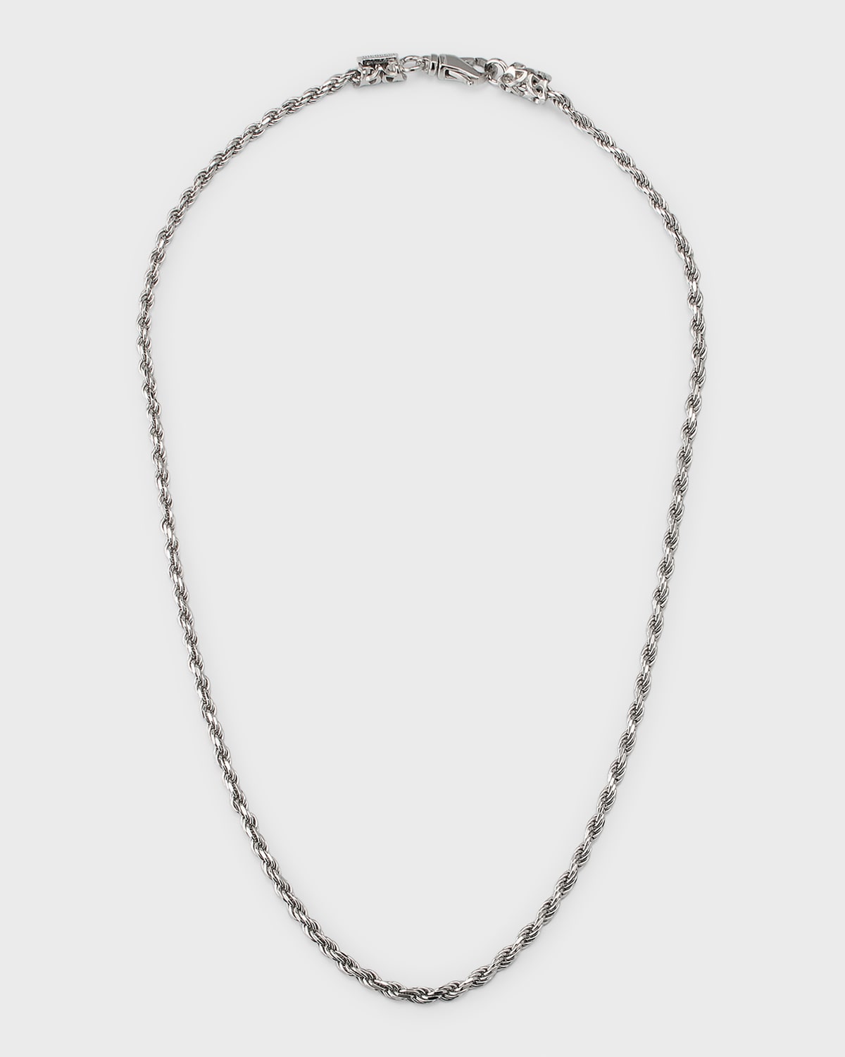 Emanuele Bicocchi Men's Sterling Silver Thin Rope Chain Necklace, 22"l