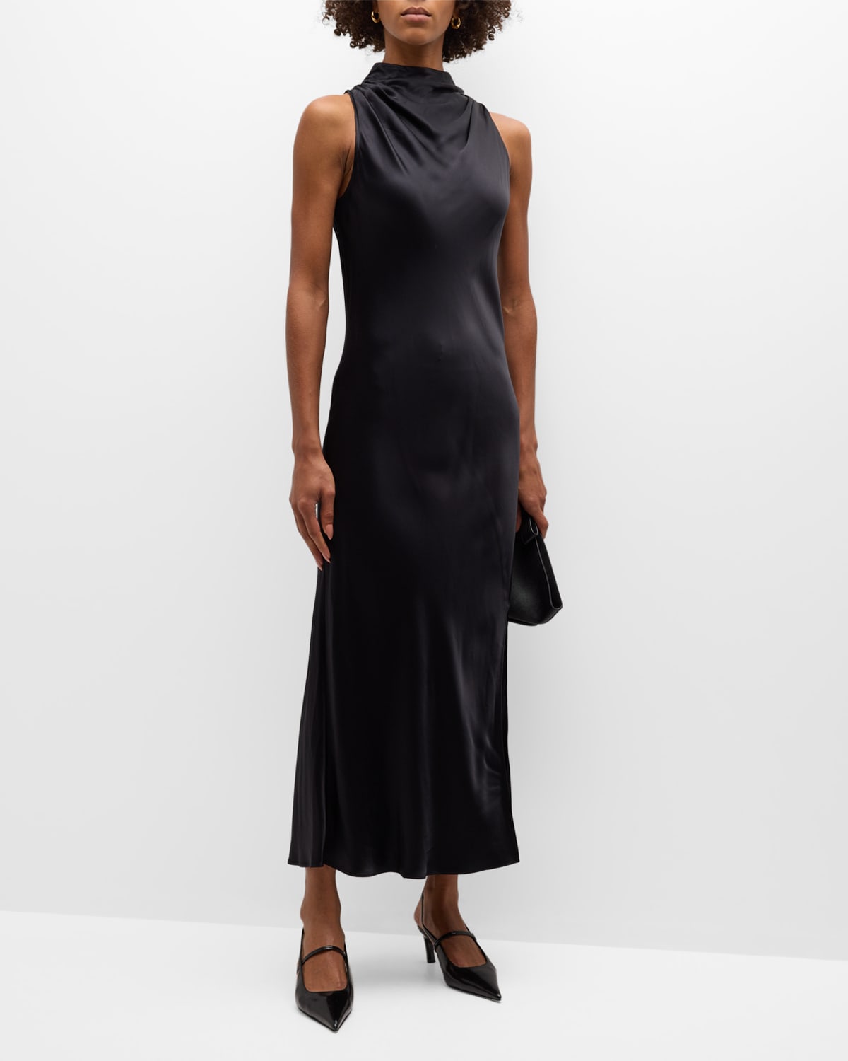 Rails Solana Satin Midi Dress In Black