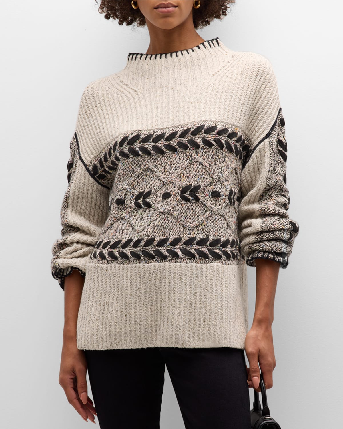 Shop Rails Raini Funnel-neck Sweater In Heather Cables