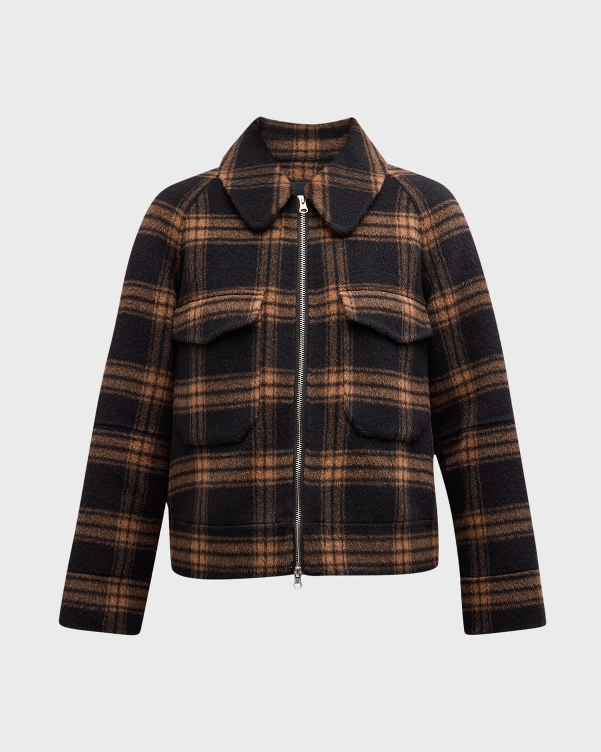 Rails Cheyenne Plaid Brushed Wool Blend Coat In Camel Jet
