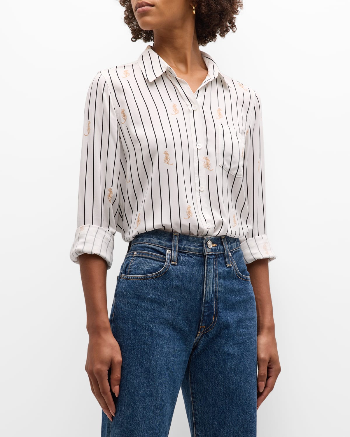 Shop Rails Kathryn Striped Tiger Button-front Shirt In Striped Tigers