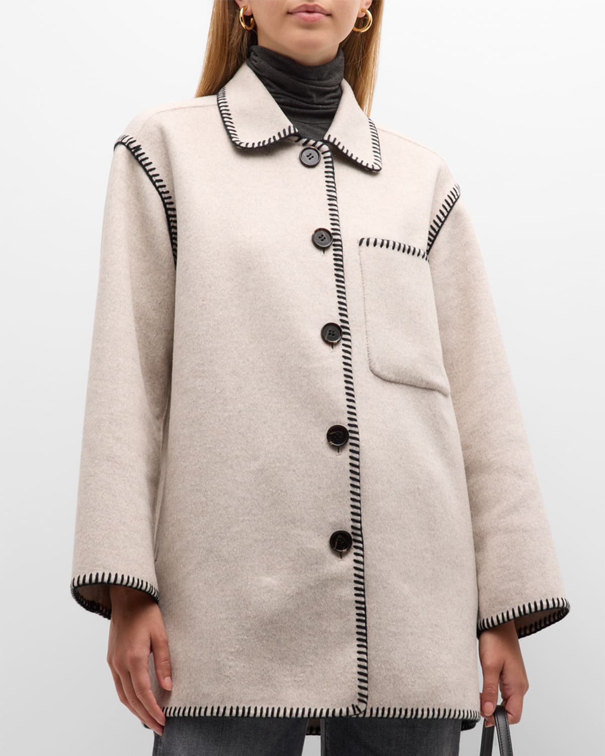 Rails Odyssey Whipstitch Shirt Jacket In Oatmeal