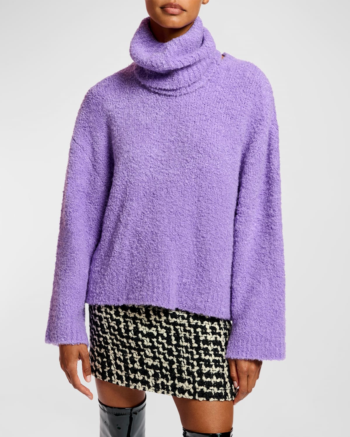 Shop Essentiel Antwerp Emboza Knit Sweater With Detachable Collar In Night Reflection