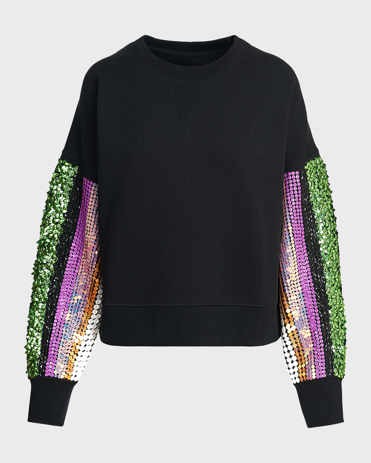 ESSENTIEL ANTWERP SEQUIN-SLEEVE ORGANIC COTTON SWEATSHIRT