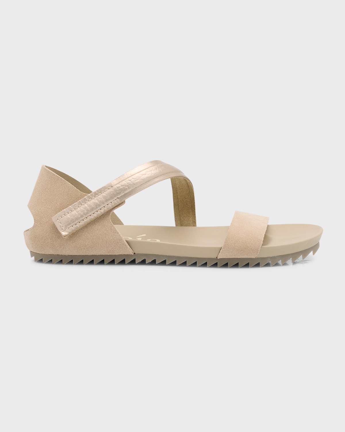 Janeka Grip-Strap Mix Leather Flat Sandals