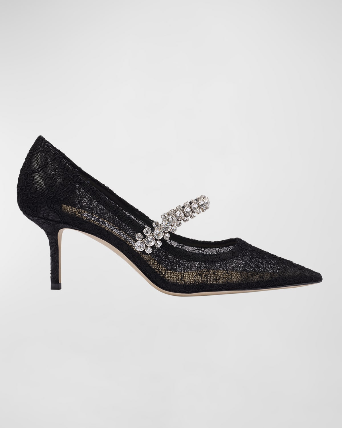 JIMMY CHOO BING LACE CRYSTAL-STRAP PUMPS