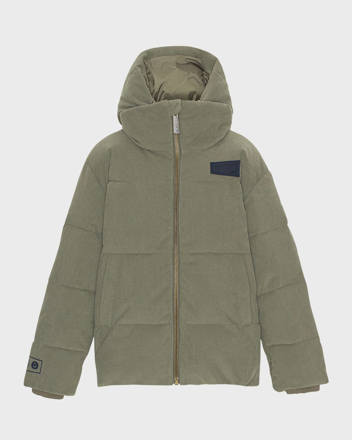Molo Kids' Boy's Halo Ribbed Puffer Jacket In Corduroy Green