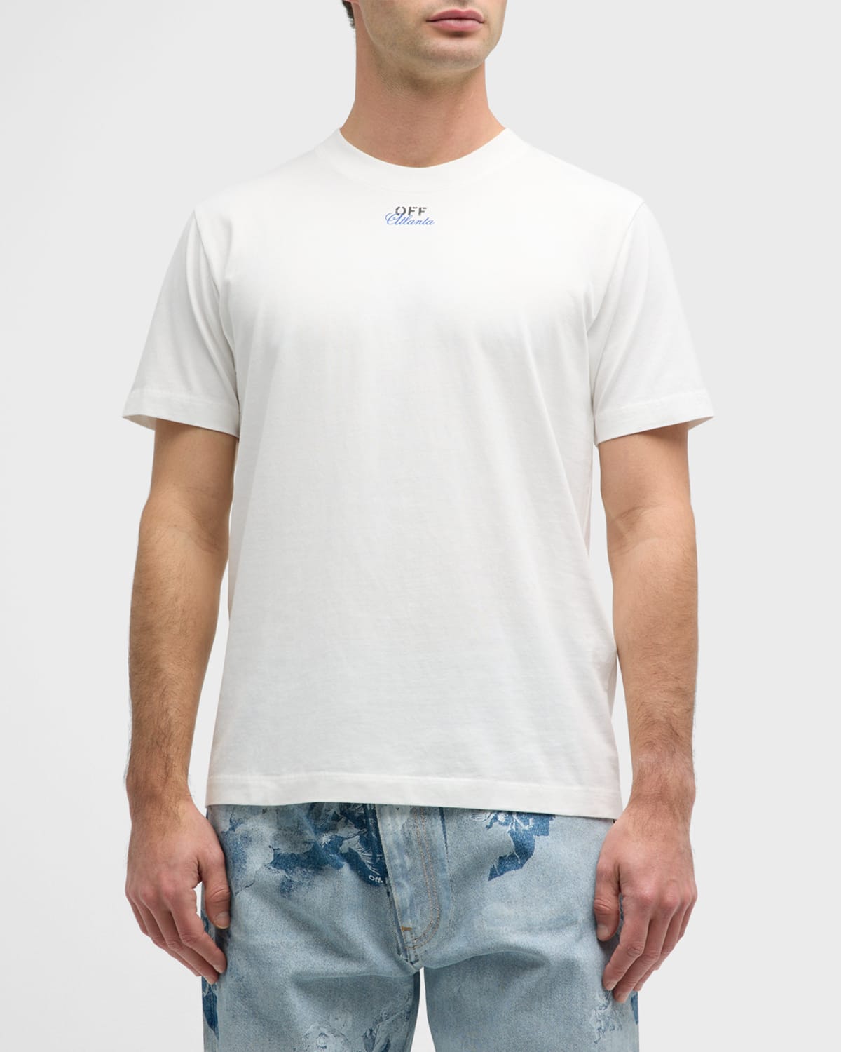 Off-white Men's Atlanta City Printed T-shirt In White Blue